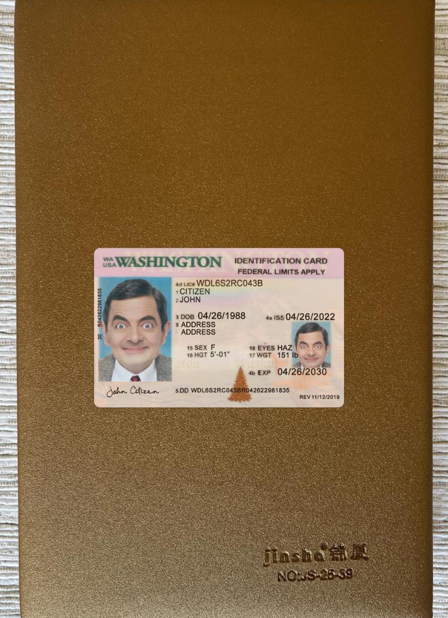 Blank USA Washington ID card 2022 present photolook download for verification